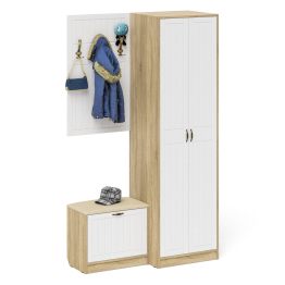 Шкаф в прихожую с обувницей с сиденьем и вешалкой П-6 № 12 МДФ фрезеровка прованс