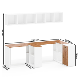 Лидер-8 для домашнего офиса для двоих детей из компьютерных столов с полками и тумбы 3.15