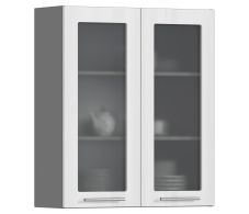 Анна, Анна АП-180 полка с 2-мя витринами Белый глянец