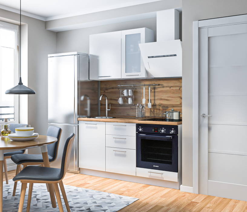 Кухонные гарнитуры, Кухонный гарнитур Регина Белый/Анна МДФ Белый глянец 1,6 м