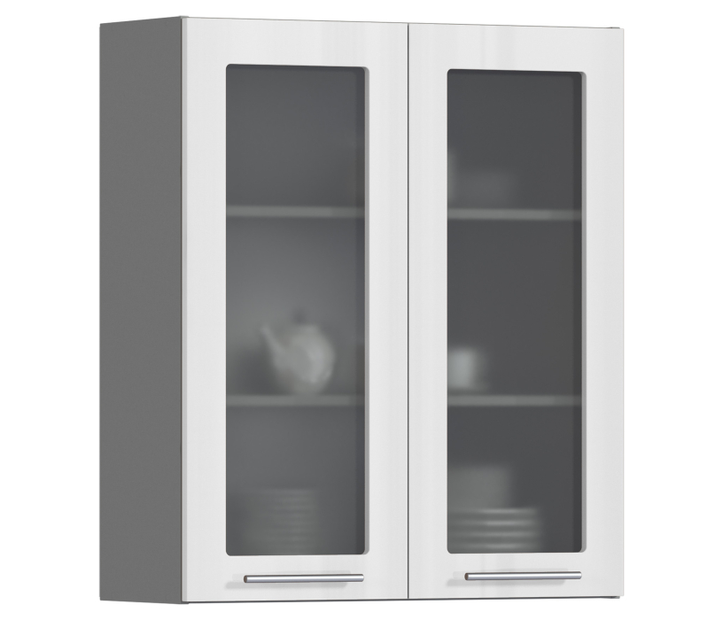 Анна, Анна АП-180 полка с 2-мя витринами Белый глянец