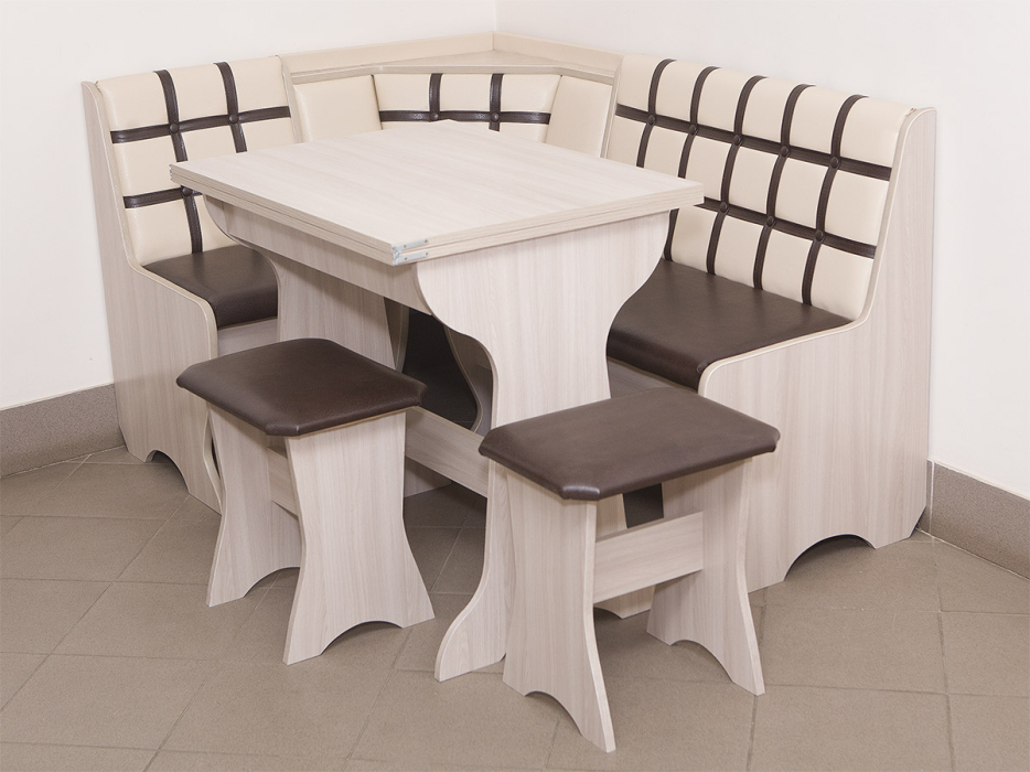 Кухонные уголки, Кухонный уголок Стиль 19Л (со столом СТ3) Ясень шимо светлый