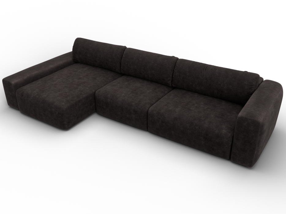 Диваны угловые в гостиную, Диван угловой Лига-066 НПБ Лонг угол левый, велюр BRUT