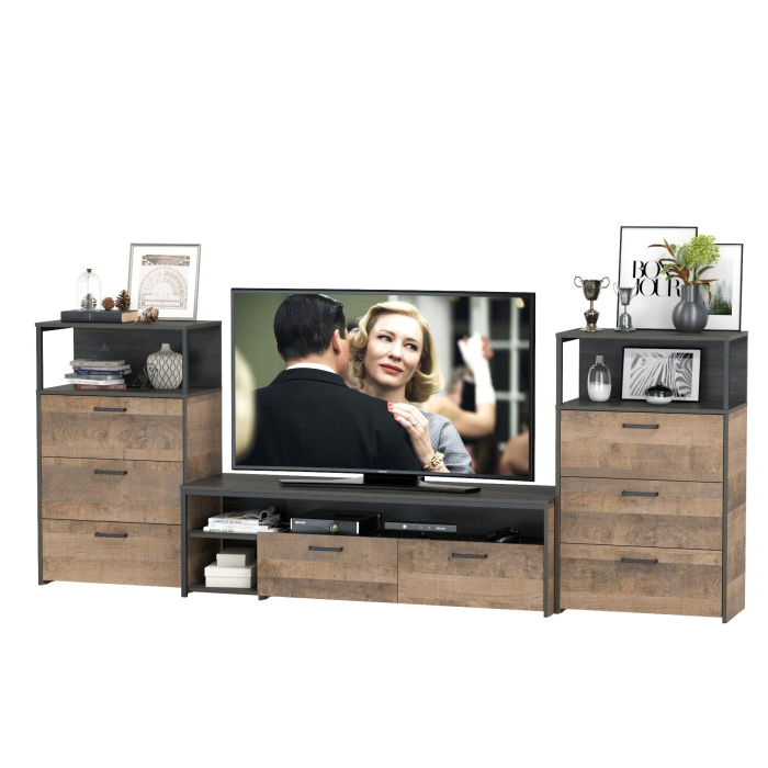 Стенки для гостиной, Тумба для аппаратуры Трувор с двумя комодами с ящиками