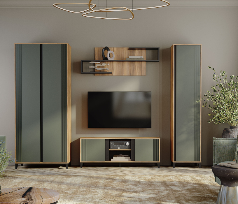 Стенки для гостиной, Набор мебели для молульной гостиной Богемия (Дуб барокко)