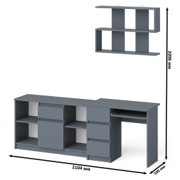 Тумба Мори МТВ1204.1 с компьютерным столом МС-6 левый и полкой 900
