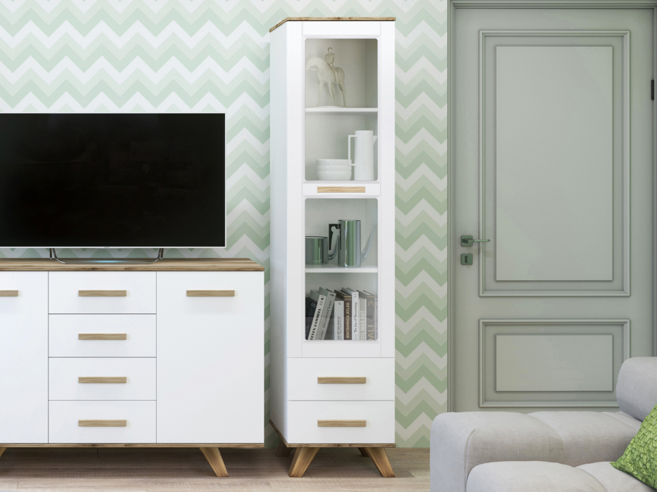 Витрины, ВЕГА СКАНДИНАВИЯ Шкаф-витрина с ящиками и полками