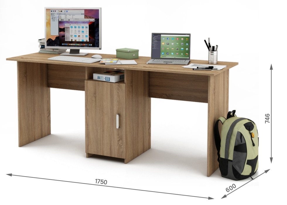 Прямые компьютерные столы, Письменный стол Лайт 10 для двоих