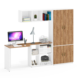 Шкаф для белья и одежды Лидер-8 и место для учёбы из письменного стола с полкой навесной