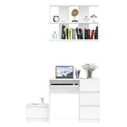 Компьютерный стол Мори МС-6 ящики справа с навесной полкой 900 и тумбой с ящиком