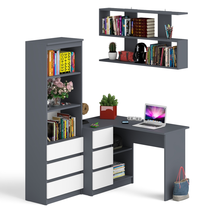 Домашние кабинеты, Уголок школьника Мори с угловым столом и полкой и стеллажом