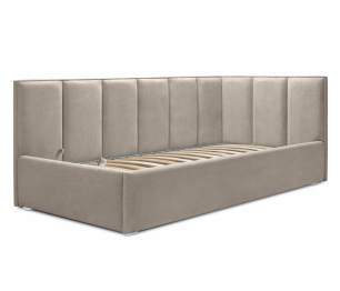 Кровать с мягким изголовьем угловая Лайф 140 с подъемным механизмом, микровелюр