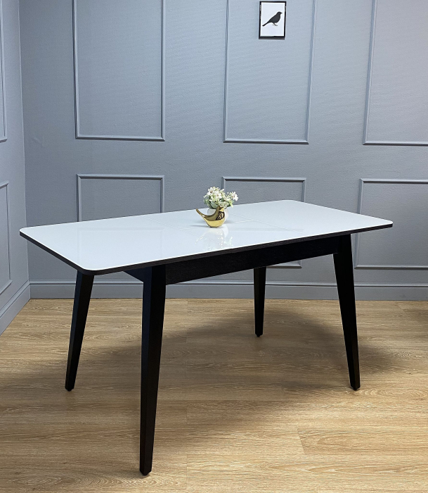 Обеденные столы, Стол KENNER 1100 M раздвижной, стекло белое глянец