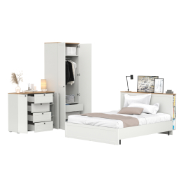 Мебель в спальню из бельевого шкафа 13.336.02 с кроватью 1600 с ортопедом и тумбы-комода 16.221