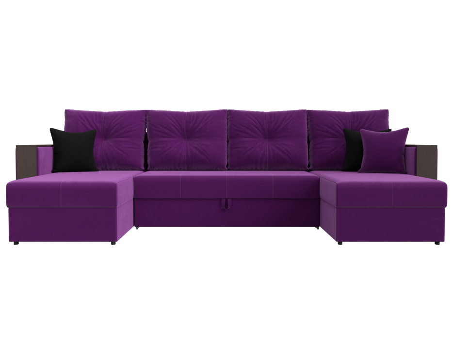 Диваны с ящиком для белья, П-образный диван Валенсия, микровельвет