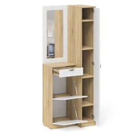 Пенал для прихожей П-6-500 и высокая обувница с зеркалом фрезеровка прованс