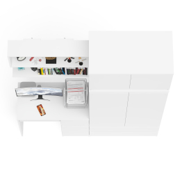 Шкаф с антресолью Мори МА900.1 с компьютерным столом МС-1 правым и книжной полкой