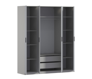 Шкаф четырехдверный Макс 2000 мм, вариант №1 (ЛДСП/МДФ)