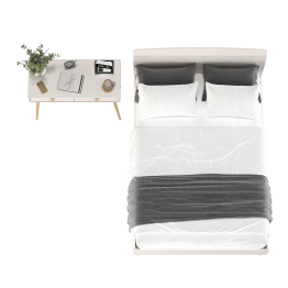 Стол на ножках с ящиками и двуспальная кровать Афина 1400