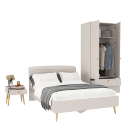 Шкаф 2-х дверный с кроватью двуспальной Афина 1400 и прикроватной тумбочкой
