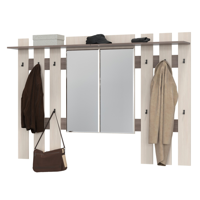 Настенные, Две вешалки для верхней одежды с зеркалом Лира 2-3814