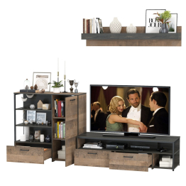 Тумба под аппаратуру и ТВ с комодом с дверкой и навесной полкой Трувор