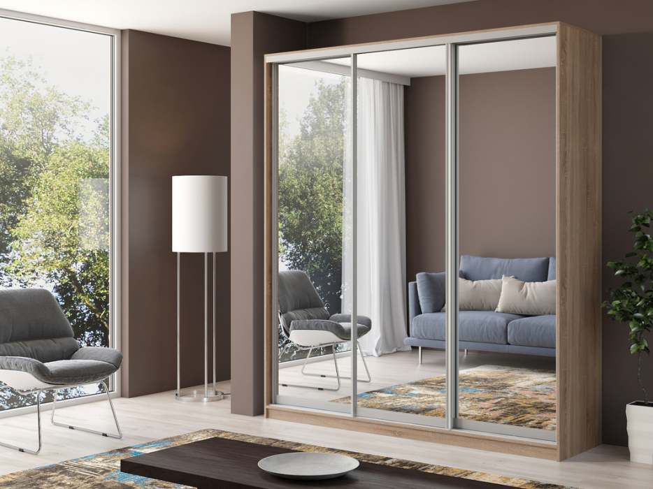 Шкафы-купе, Шкаф купе 3-х дверный Айсберг 210 зеркало