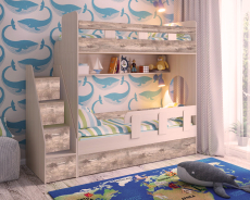 Для подростка, Трехъярусная кровать Юниор,  Дуб Молочный