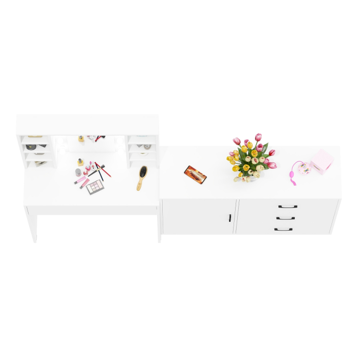 Туалетные столики, Туалетный столик с подсветкой 115 и комод с дверкой и 3-мя ящиками 122-1204