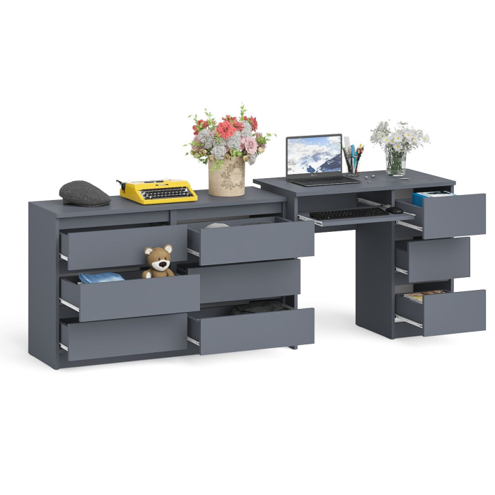 Домашние кабинеты, Комод Мори МК-1200 6 ящиков и компьютерный стол МС-6 три ящика справа