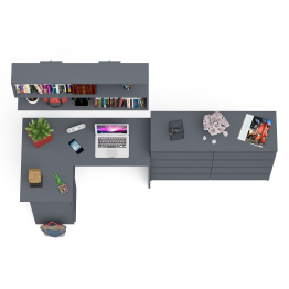 Книжная полка Мори 1200 с комодом 1200.8 и компьютерным столом МС-16 левым