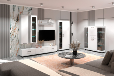 Стенки для гостиной, Модульная гостиная Грейс композиция 4  Снежный Ясень