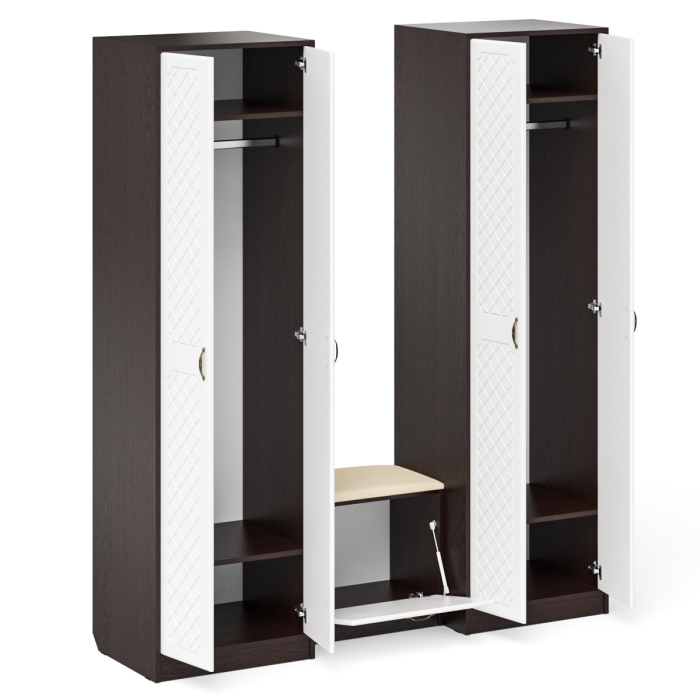 Прихожие, Два шкафа с дверками и обувница с сиденьем П-6 № 07 МДФ фрезеровка ромб