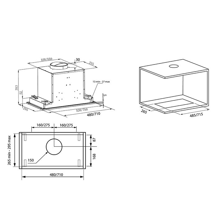 Вытяжки, Вытяжка кухонная SELINA 600 GLASS BLACK S