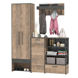 Шкаф для прихожей с вешалкой для одежды и широким комодом Трувор
