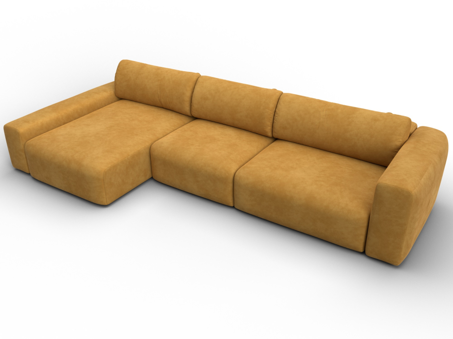 Диваны угловые в гостиную, Диван угловой Лига-066 НПБ Лонг угол левый, велюр BRUT