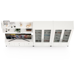 Сервант для гостиной четыре дверки и ТВ-тумба с двумя полками Валенсия № 75