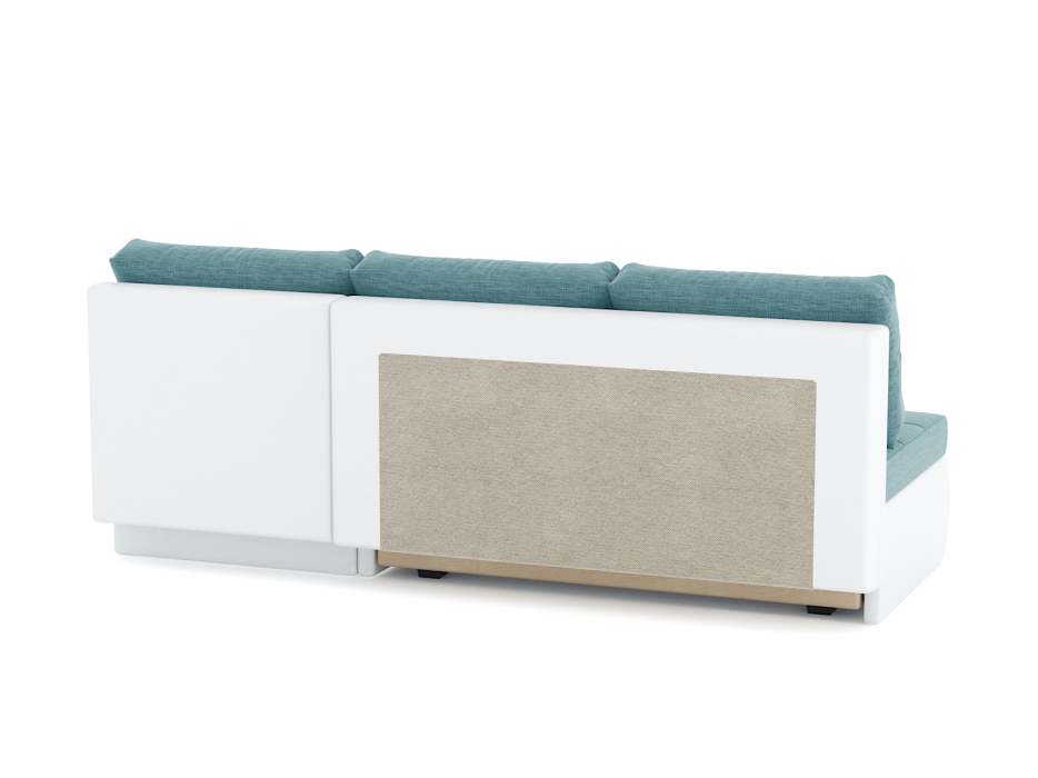 Диваны угловые в гостиную, Диван-кровать угловой Кормак без подлокотников, рогожка +кож.зам белый