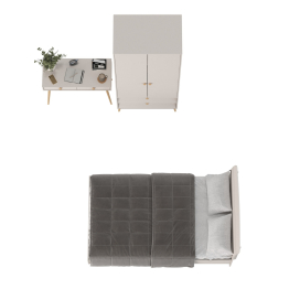 Столик с кроватью на 1200 Афина и шкаф-комодом двухдверным