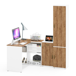 Стол-трансформер Лидер-8 с тумбой с ящиком и дверкой и пенал МД 21Б