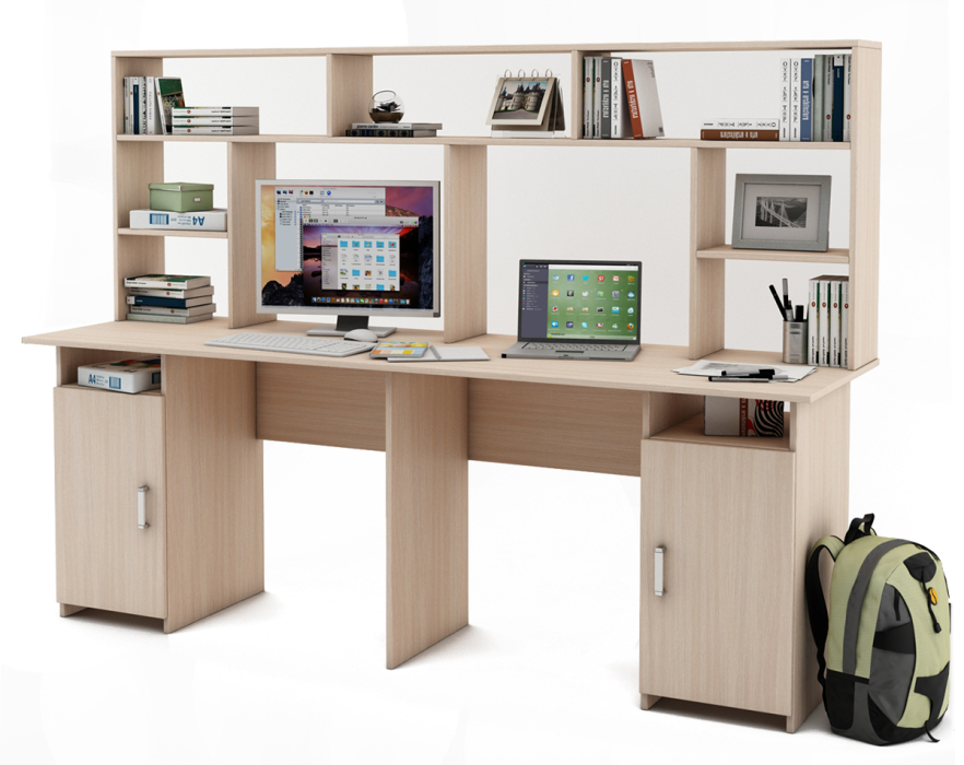 Прямые, Письменный стол Лайт-12 с надстройкой