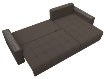 Диван угловой с декором и полкой Лига-050 НПБ, рогожка Амур