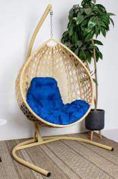 Подвесное кресло КАПЛЯ ЛЮКС с ротангом бежевое