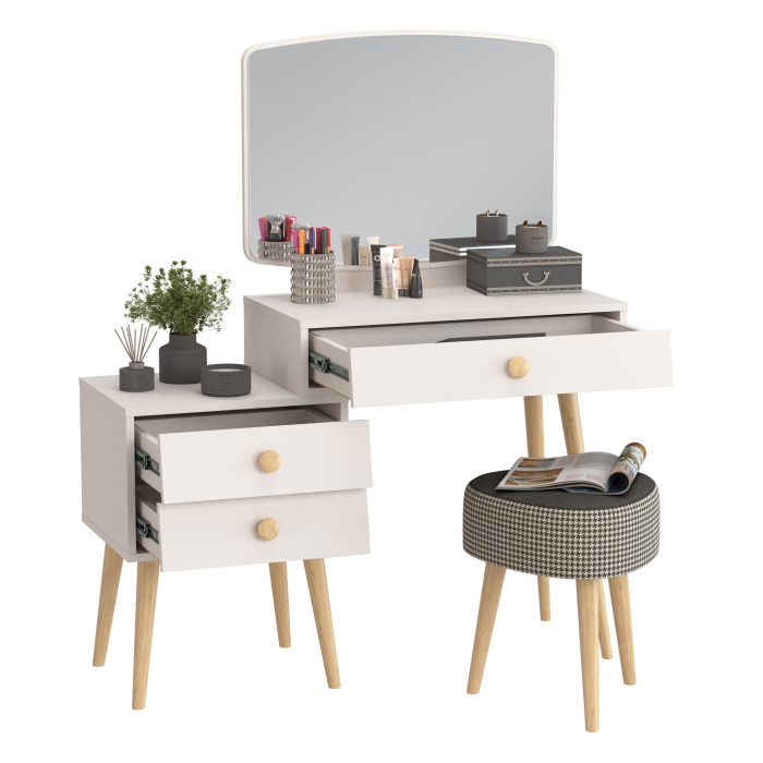 С зеркалом, Банкетка на трёх ножках Ева и трюмо в спальню Афина