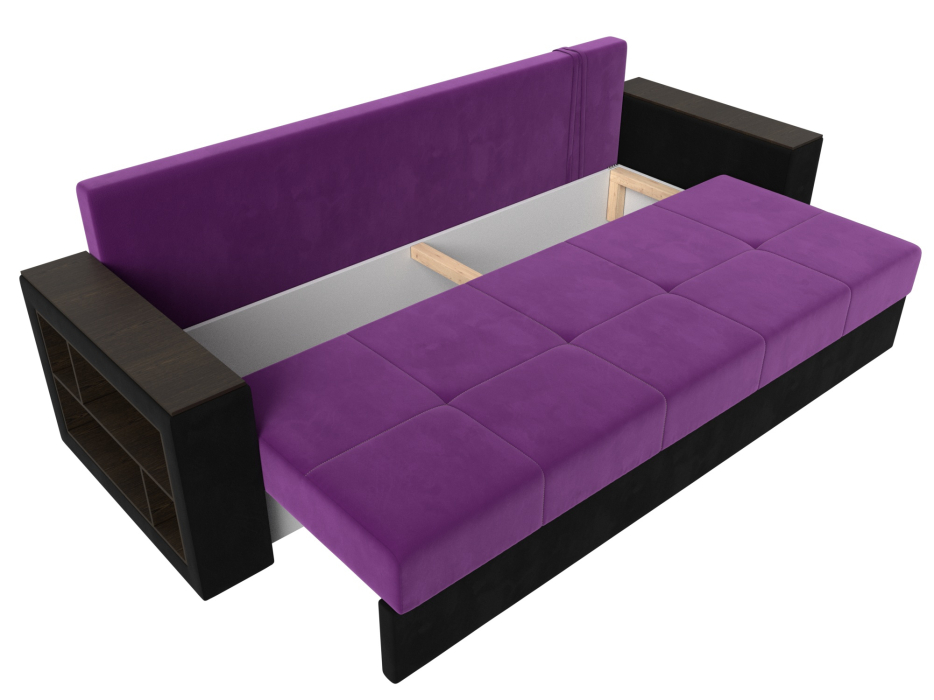 Диваны кровати со спальным местом, Диван прямой Дубай Лайт полки слева, микровельвет