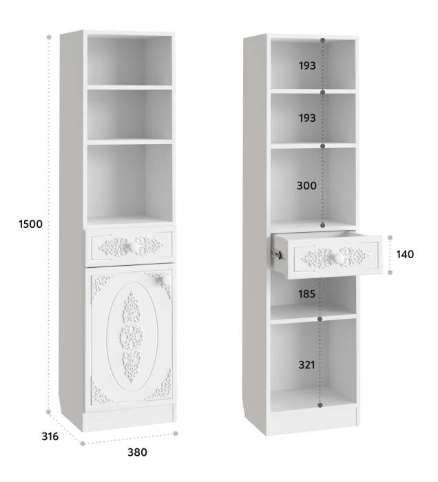 Шкафы пеналы, Шкаф Ассоль АС-65