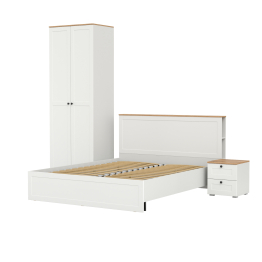 Шкаф для одежды двухдверный Остин с кроватью с ортопедом и прикроватной тумбочкой