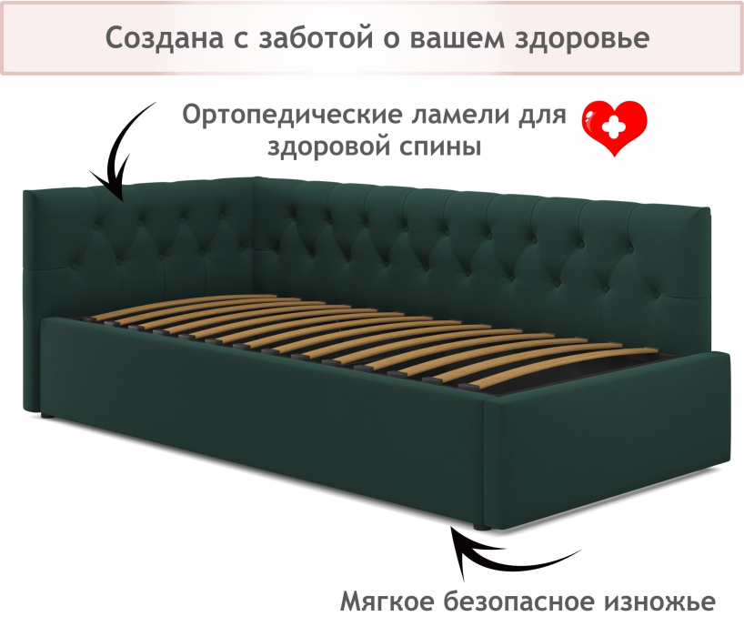 Мягкая кровать, Мягкая кровать-тахта Afelia 900 с ортопедическим основанием