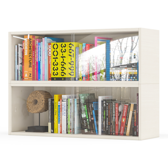 Настенные полки, Комплект из двух книжных полок со стеклом КН-01