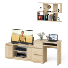 Мори стол компьютерный МС-6 левый с тумбой МТВ1200.1 и навесной открытой полкой